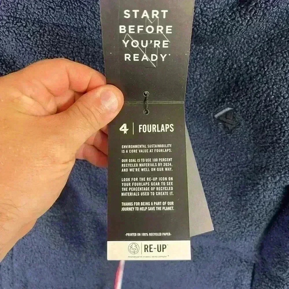 FourLaps Polar Quilted Sherpa Jacket Womens S Reversible Navy Cornflower heavy - Picture 7 of 7